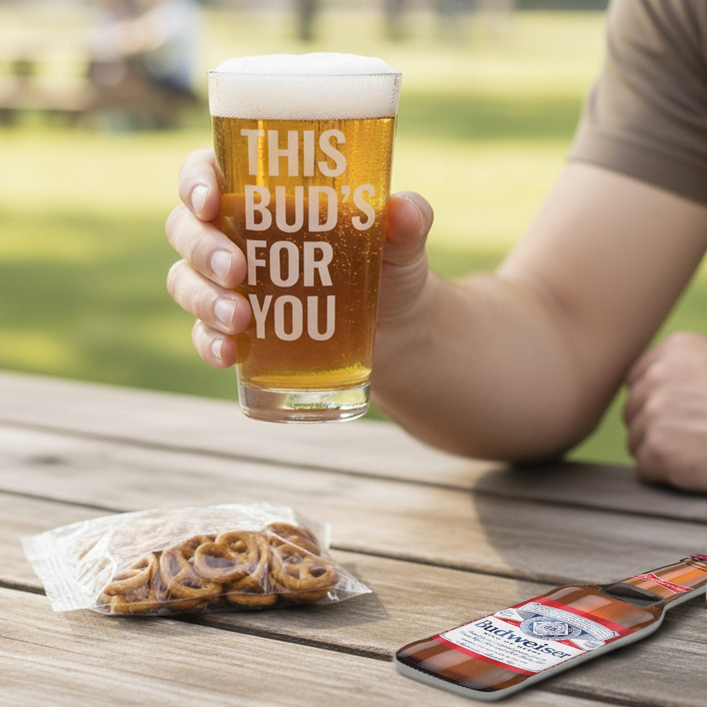 Budweiser Beer Father's Day Pint Glass 3 pc Gift set with Bud Bottle Opener