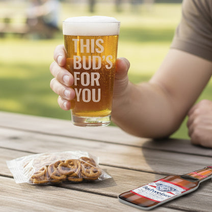 Budweiser Beer Father's Day Pint Glass 3 pc Gift set with Bud Bottle Opener