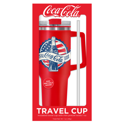Coca Cola Patriotic USA American Flag Red Insulated Travel Tumbler Gift Set